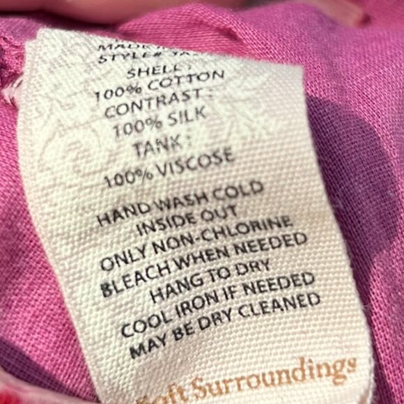 NWOT Soft Surroundings Silk Tunic PinRose Floral Print Blouse Petite Large 2AZ23 - Picture 11 of 12